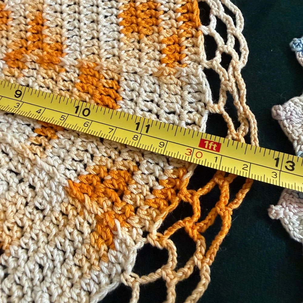 Vintage Crochet Doily Set 4pc Round Lace Variegated Purple Orange Blue Pastel